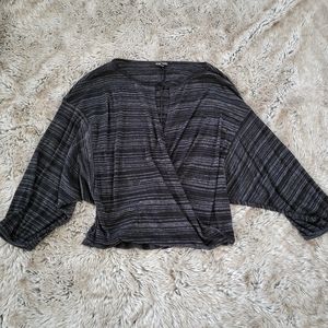 Express Keyhole Cut-out Bishop Sleeve Microstriped Sweater Size Small